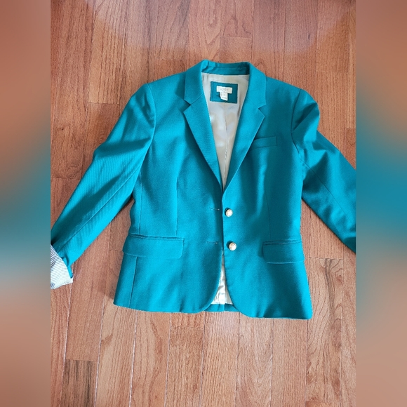 Beautiful Vintage J.Crew schoolboy Wool Blend Blazer Green size 6 Women's Classy - Picture 3 of 14